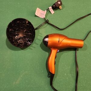 Orange Hair Dryer with Diffuser Attachment